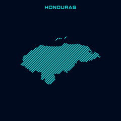 Honduras Striped Map Vector Design Template On Blue Background