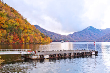 Lake Chuzenji and Mt. Nantai in Autumn.