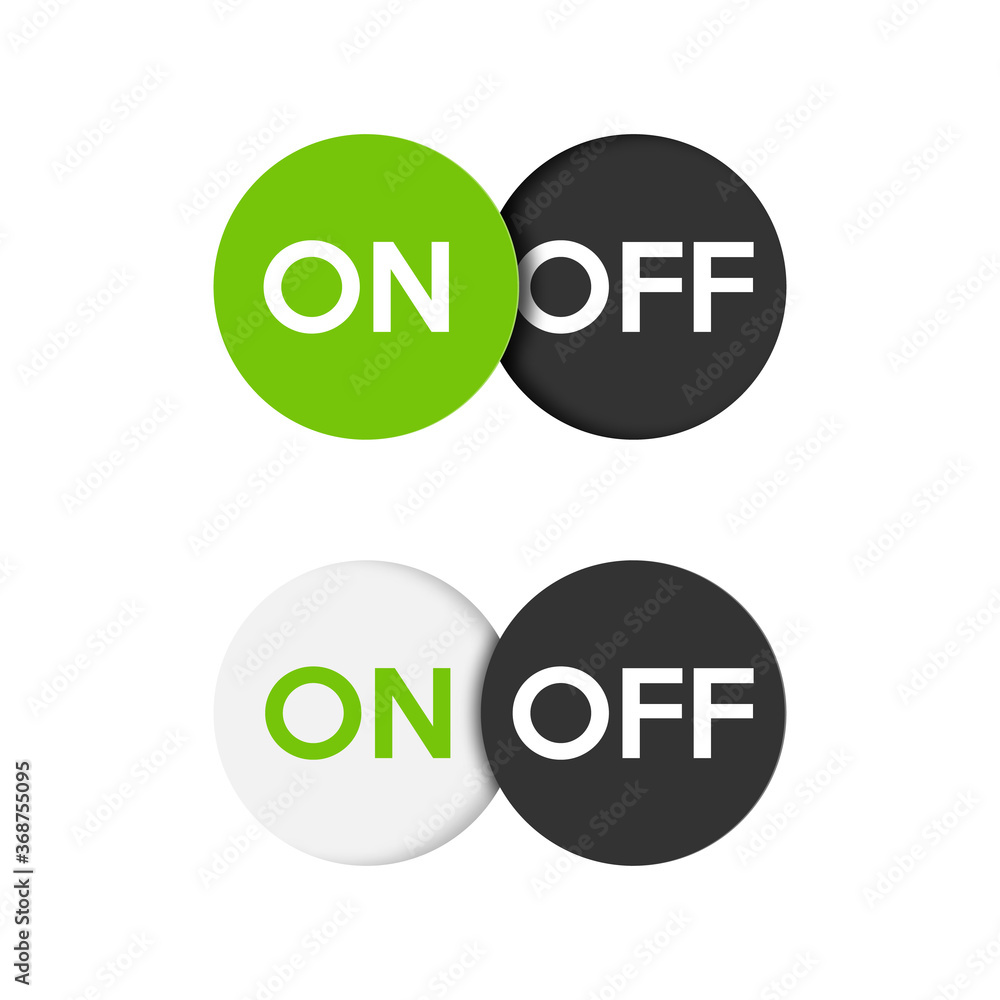 Sticker icon on and off toggle switch button. vector illustration.