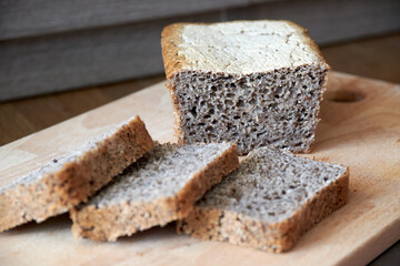 homemade gluten-free bread with rice flour and buckwheat flour