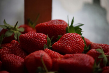 Fresh organic strawberries. Food photography. Red fruits.