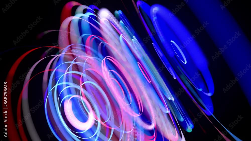Poster light flow in ring structure, bg in 4k. abstract looped background with light trails, stream of red 