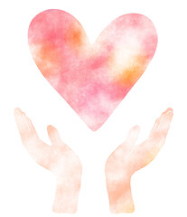 Obraz premium 大きなハートを掲げる手