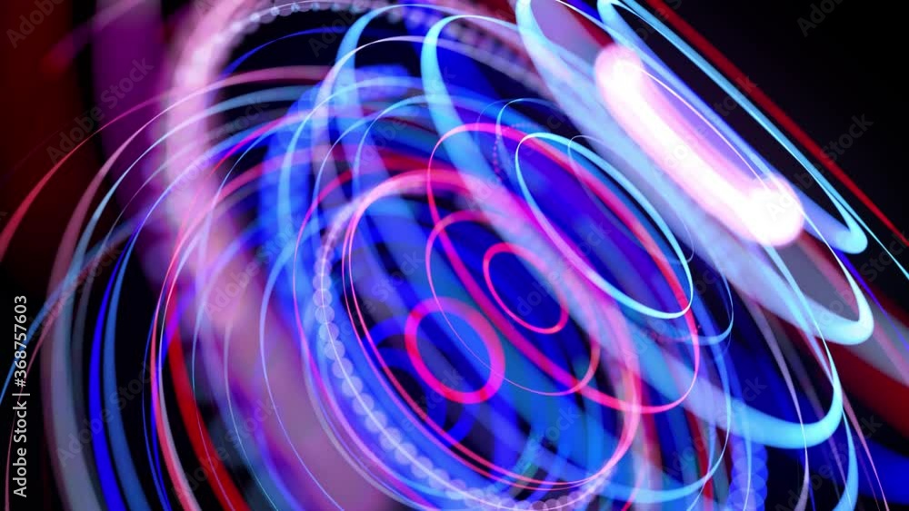 Aufkleber light flow in ring structure, bg in 4k. abstract looped background with light trails, stream of red 