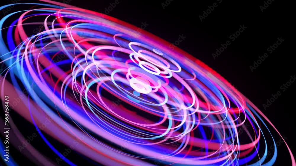 Poster light flow in ring structure, bg in 4k. abstract looped background with light trails, stream of red 