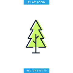 Obraz premium Tree With Green Color Icon Vector Design Template.