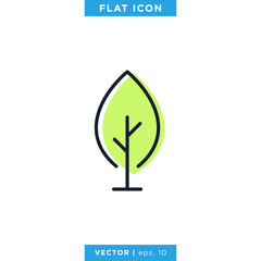 Tree With Green Color Icon Vector Design Template.