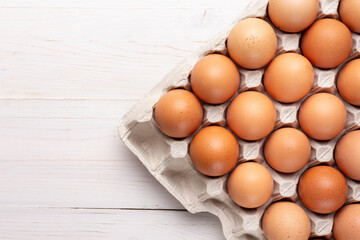 chicken eggs on the table