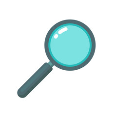 Magnifying glass with reflection isolated icon on white background.  Analysis, exploration, zoom, scrutiny, audit, business concepts. Vector flat illustration.