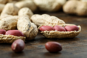 a bunch of peanuts in the shell