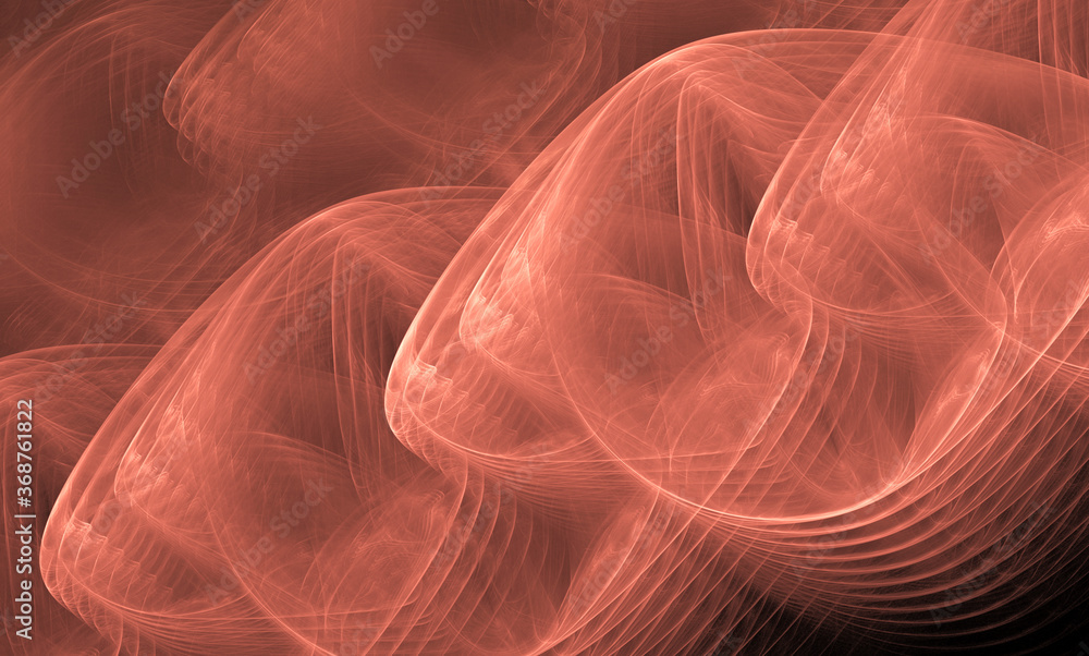 Poster fractal, an abstract red background of repeating smooth lines from layers