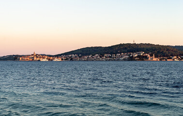 The view of the Korcula island in Croatia during sunset