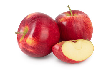 Red apple with slice isolated on white background with clipping path and full depth of field