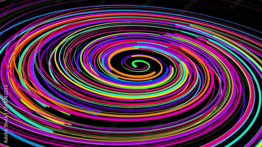 Poster stylish creative abstract background in 4k. colored lines swirling in spiral fly along swirling path