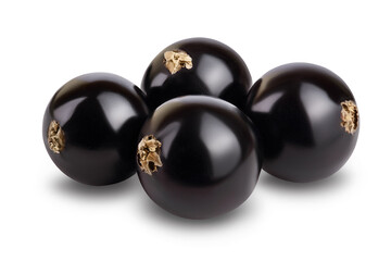 black currant with leaves isolated on white background with clipping path and full depth of field