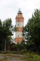 Fototapeta na wymiar Isokari lighthouse photographed from the ground