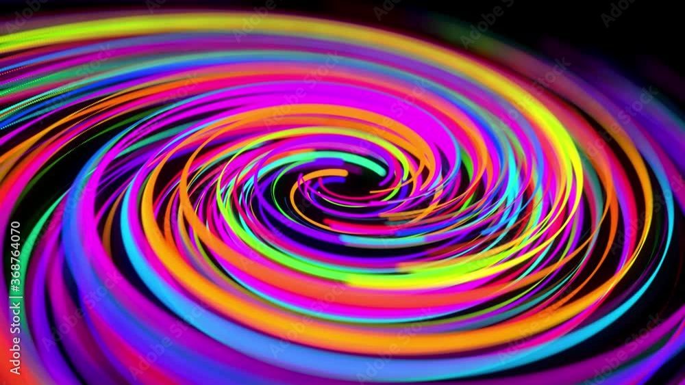 Poster stylish creative abstract background in 4k. colored lines swirling in spiral fly along swirling path