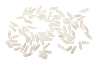 rice grains isolated on white background. Top view. Flat lay