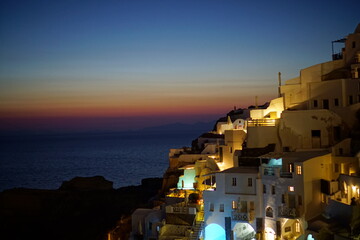 beautiful sunset landscape in santorini island, Greece, Europe