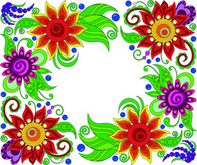 Fototapeta na wymiar Hungarian beautiful folk art, floral decoration beautiful flower illustration