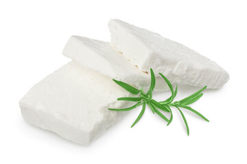 Feta cheese isolated on white background. With clipping path and full depth of field