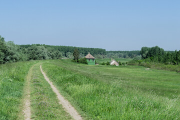 Fototapeta na wymiar rural landscape with house in the field