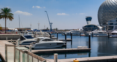 Yas Viceroy Hotel and Yas Marina Circuit, Abu Dhabi. The famous circuit is the venue for the Abu...