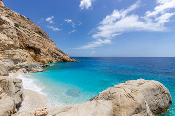 Ikaria island, Greece. This is the Seychelles beach, the most popular and famous beach on Ikaria,...
