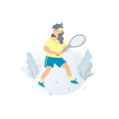 Man playing tennis. Sportsman holding rackets and hitting ball