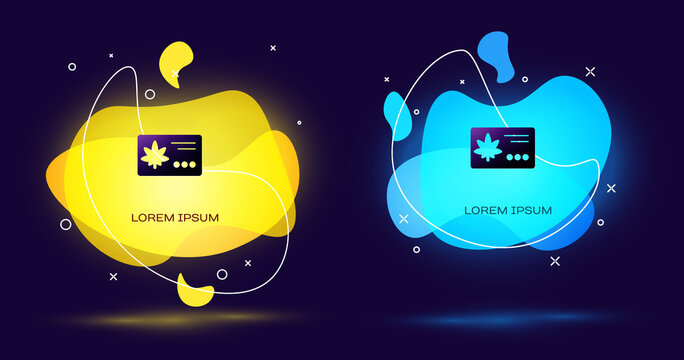 Black Calendar and marijuana or cannabis leaf icon isolated on black background. National weed day. Hemp symbol. Abstract banner with liquid shapes. Vector Illustration - Powered by Adobe