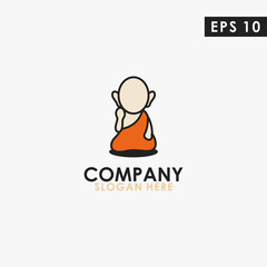 Monk Buddhist Logo Design Vector Template. Modern Design. Vector Illustration
