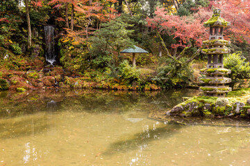 Kanazawa, Japan. Kenroku-en, an old garden, and one of the Three Great Gardens of Japan (Nihon Sanmeien), during autumn