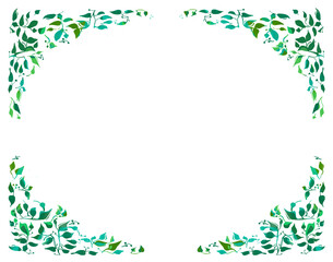 Invitation card with green leaves. decorated Illustration frame for invitation or announcement with green leaves design