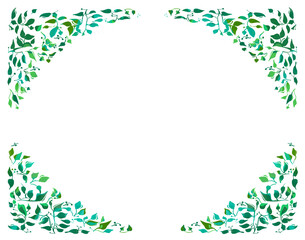  decorated Illustration frame for invitation or announcement with green leaves design