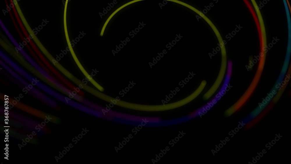 Poster stylish creative abstract background in 4k. colored lines swirling in spiral fly along swirling path