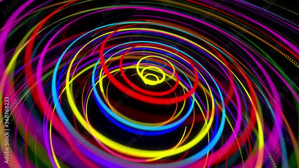 Poster stylish creative abstract background in 4k. colored lines swirling in spiral fly along swirling path