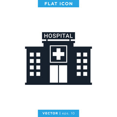 Hospital Building Icon Vector Logo Design Template.