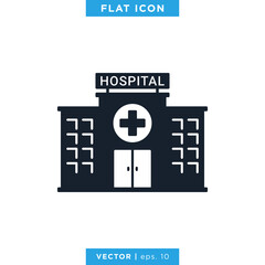 Obraz premium Hospital Building Icon Vector Logo Design Template.