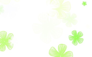 Fototapeta premium Light Green, Yellow vector doodle background with flowers.