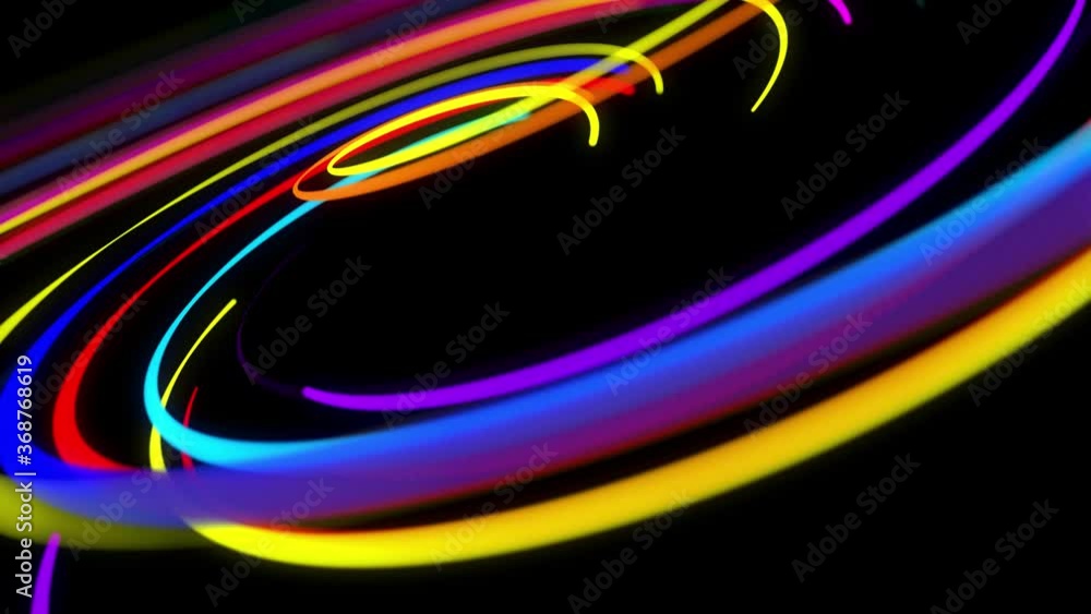 Poster stylish creative abstract background in 4k. colored lines swirling in spiral fly along swirling path