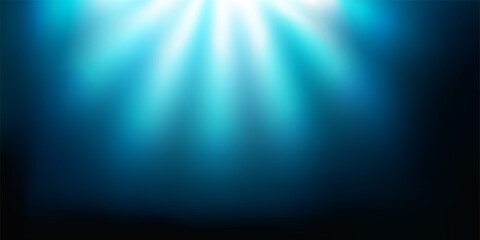 Abstract navy blue background with sunlight. Blurred aqua water backdrop with place for text. Vector illustration for your graphic design, banner, poster or website.