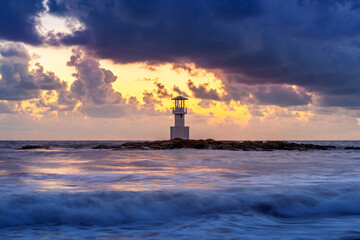 Fototapeta premium Khao Lak lighthouse at sunset, Thailand.