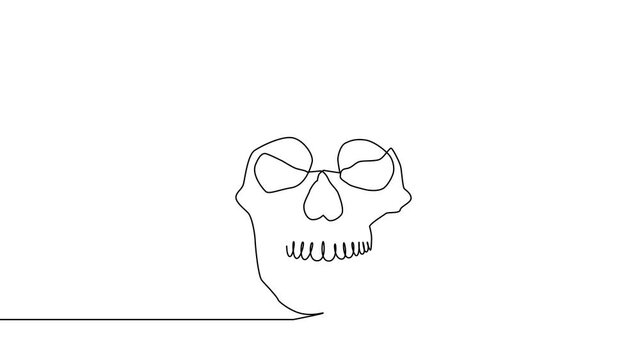 Self-drawing animation drawing one continuous line of the skull, death