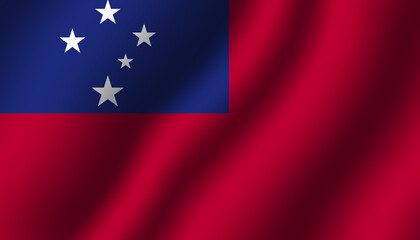 samoa islands  national wavy flag vector illustration