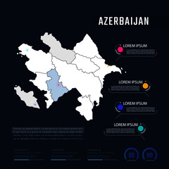 Azerbaijan country map infographics vector with pointer marks and circle chart.  Editable Infographics template. Vector illustration