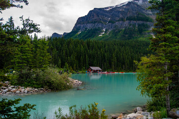 Cabin on the Lake in the Mountains