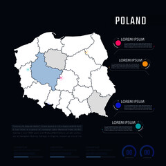 Poland country map infographics vector with pointer marks and circle chart.  Editable Infographics template. Vector illustration