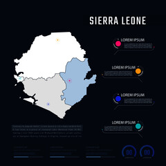 Sierra Leone country map infographics vector with pointer marks and circle chart.  Editable Infographics template. Vector illustration