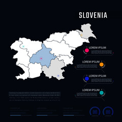 Fototapeta na wymiar Slovenia country map infographics vector with pointer marks and circle chart. Editable Infographics template. Vector illustration
