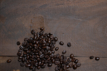 coffee beans on wooden background